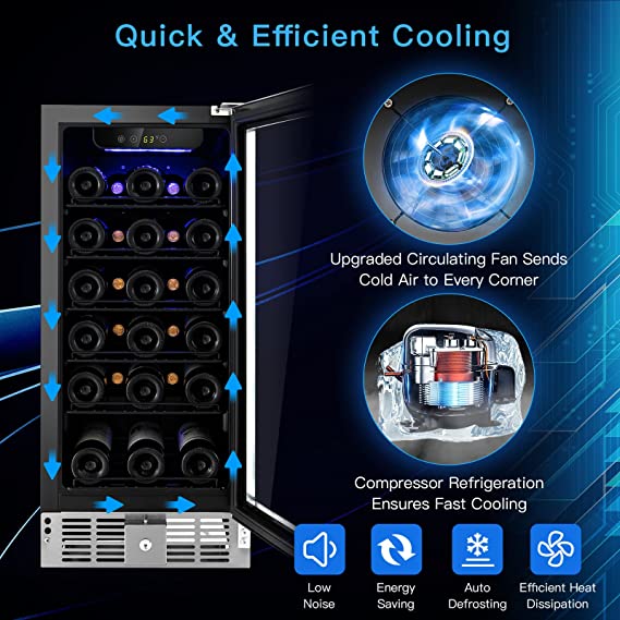 30-Bottle Dual Zones Wine Cellar with Lock, Double Layer Glass Door, Memory Temp Control, Freestanding & Built-in Compressor