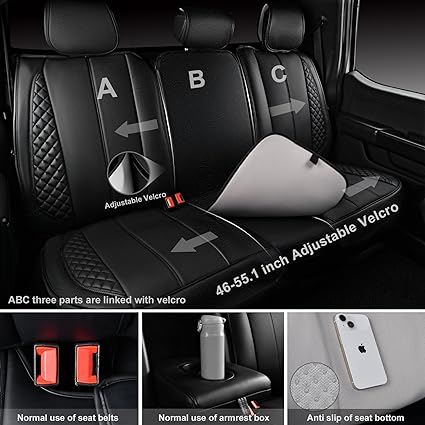 seatbelts, armrests and seat adjustments. Separate headrest covers allow easy headrest adjustment for optimal comfort and safety. Nappa PU Leather Car Seat Covers Full Set Waterproof Protector Durable Cushioned