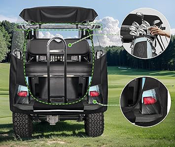 quickly and easy to get on/off, the 2 side doors and rear window can be zippered both inside and outside, Golf Cart Driving Enclosure for Club Car Precedent