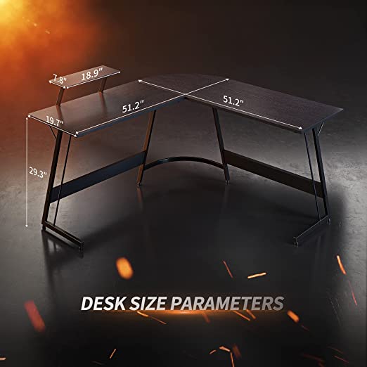 L-Shaped Desk Computer Corner Desk, Home Gaming Desk, Office Writing Workstation with Large Monitor Stand, Space-Saving, Easy to Assemble,