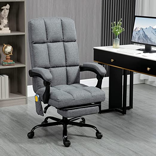 Ergonomic Vibrating Massage Office Chair High Back Executive Chair with USB Port, Remote Control, Side Pocket and Footrest
