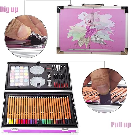 Portable Double Layers Art Supplies Case, Gift for Kids Teens Adults Girls Boys