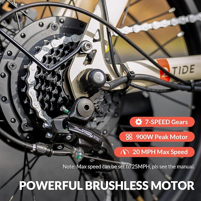 Equipped with 48V 10.4AH removable battery, the adult electric bike can travel 40KM in Pure Electric Mode or 72KM in Pedal-Assist Mode 72KM Range & 32KM/H Top Speed, 900W Peak Motor, Dual Suspension and 7-Speed, Folding Ebike for Adults, TEENS
