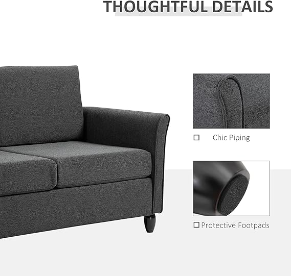 allowing your bedroom centrepiece to maintain its fresh appearance even after years of use. Loveseat Sofa, Upholstered 2-Seater Couch with Armrests and Wooden Legs for Living Room, Bedroom