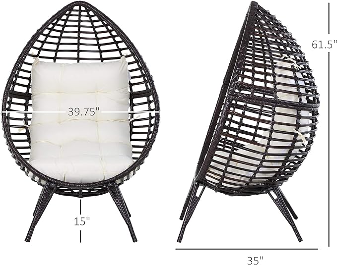 PP cotton-padded cushion is included for an added comfortable lounging experience. Chair with Trapezoidal Cushion, 352lbs Capacity Egg Chair, for  Patio