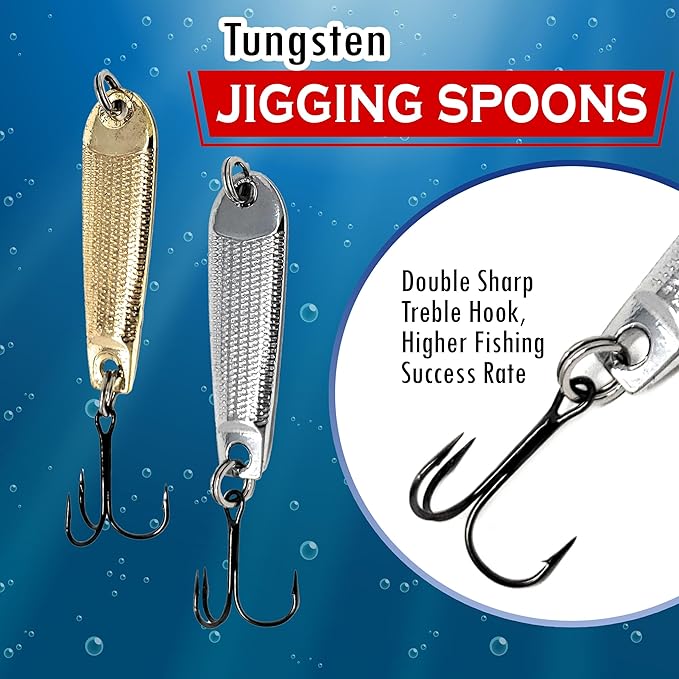 smaller than lead, which means fewer hang ups, less snags/weeds to help get more fish in the boat, Tackle Tungsten Jigging Spoons