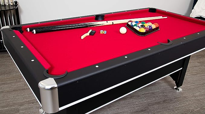 beautiful blended felt. K819 rubber cushions ensure smooth, quick action that will last for years. Spartan 6' Pool Table,