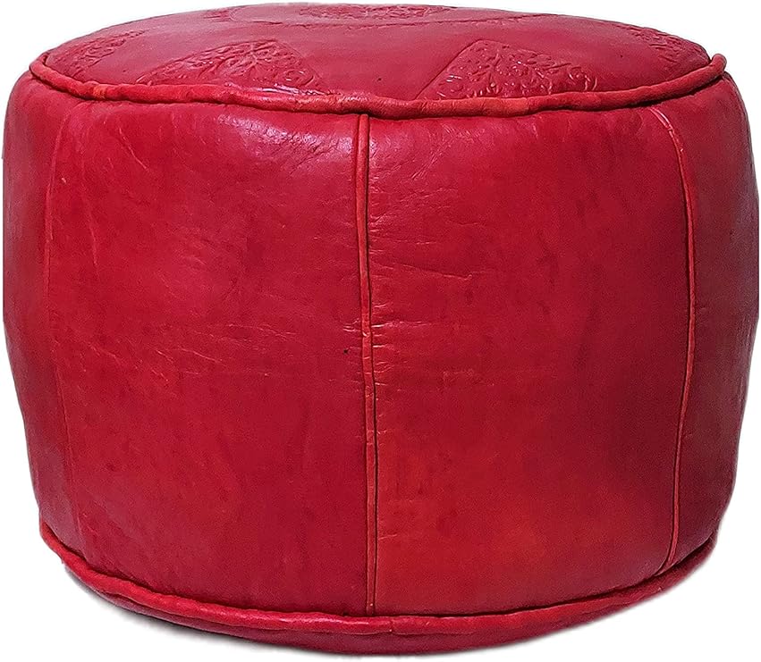 coffee table, footrest, footstool, low seat around the coffee table, Ottoman, or just a décor.Moroccan Handmade Real Leather Pouf, Ottoman,