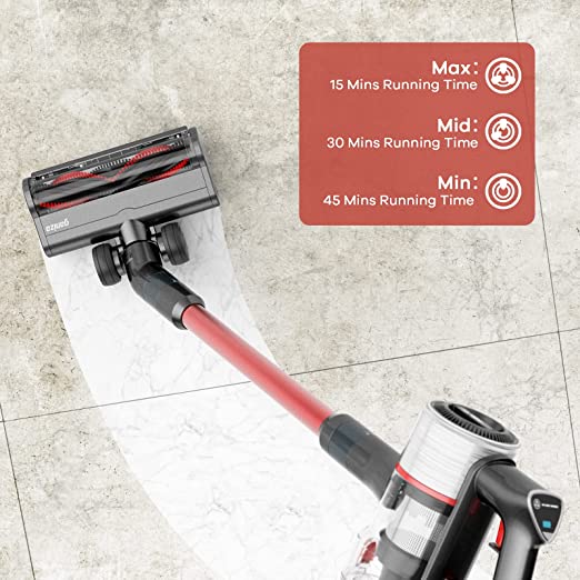 Lightweight Stick Vacuum with LED Display, Detachable Battery Up to 45 Mins Runtime, 350W Powerful Suction