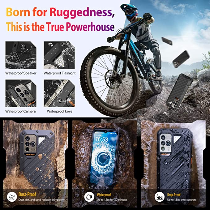 Ulefone Power Armor 19 Rugged Smartphone, 17GB+256GB, 9600mAh, 108MP Main Camera with Multi-Use Temperature Measurement, MTK Helio G99, 6.58” FHD+, QI 15W Wireless Charging, 66W Fast Charge, GPS