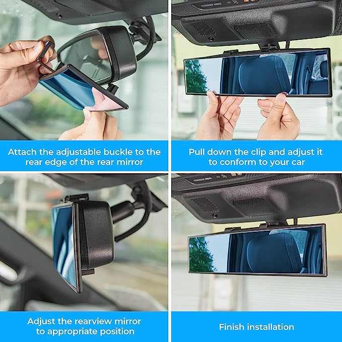 This convex rearview mirror provides you wider-angle view and perfect vision 11.81, Wide Angle Rear View Mirror to Reduce Blind Spot