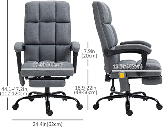 Ergonomic Vibrating Massage Office Chair High Back Executive Chair with USB Port, Remote Control, Side Pocket and Footrest