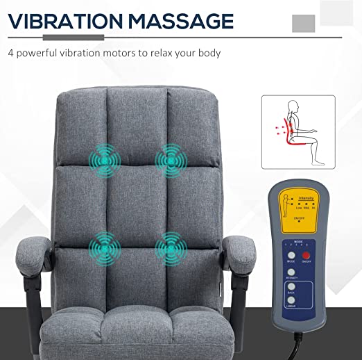 Ergonomic Vibrating Massage Office Chair High Back Executive Chair with USB Port, Remote Control, Side Pocket and Footrest