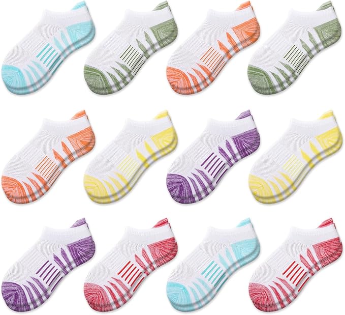 These girls socks are made of high quality cotton, the socks are skin-friendly, comfortable and durable to wear, Girls Socks 12 Pairs Ankle Breathable Socks Mesh Cotton Sports Socks