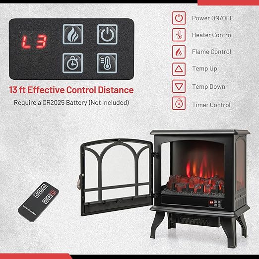 this electric fireplace stove will keep you warm and cozy in cold weather. And the built-in thermostat ensures that your room stays at the right temperature.