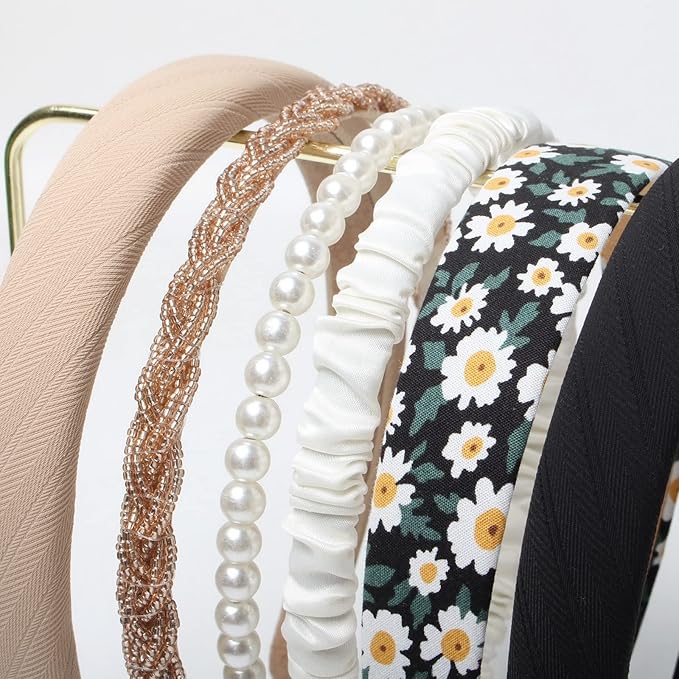 6PK different design hair bands,various styles meet daily replacement needs and matching requirement,6PK Different Designs Headbands for Women, Non-Slip Flower, Cute Pearl, Twisted,