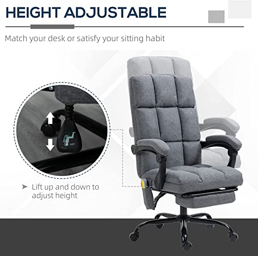 Ergonomic Vibrating Massage Office Chair High Back Executive Chair with USB Port, Remote Control, Side Pocket and Footrest