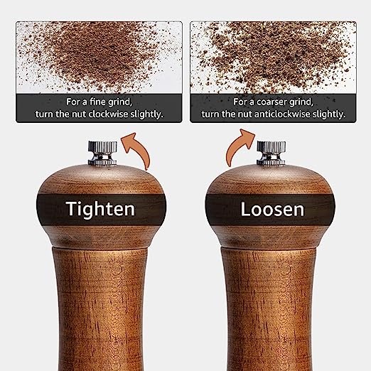 Salt and Pepper Grinder Set, Wooden Salt Pepper Mill Grinders Kitchen Manual Wood Pepper Mills Set