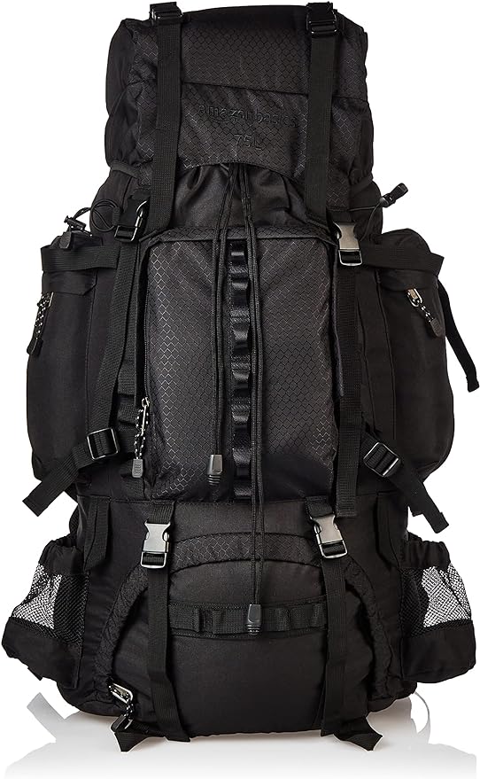 open-cell foam lumbar pad and molded channels for lower-back support and airflow, Hiking Backpack with Rainfly