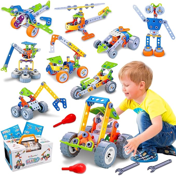 different kinds of structure and enhance your kids' Science, Technology, Engineering,  Building Toys for Kids Ages 4-5-6-7-8, Educational Stem Construction Toys Set Creative Learning Resources Games for Boy Girls