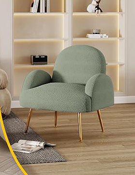 Each leg of the vanity chair is equipped with a foot pad, which protects the floor and reduces noise at the same time. Upholstered Arm Vanity Chair with Metal Legs for Corner,
