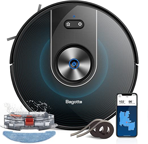 Self-Charging, Alexa/App/WiFi ,Bagotte 3000Pa Robot Vacuum Cleaner,4 in 1 Robotic Vacuums Gyro Navigation 3.0