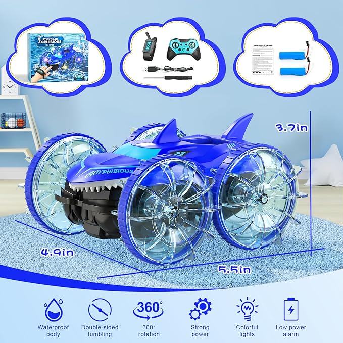 Let your child play without being limited by the venue, providing them with a better playing experience, Car with Lights for Kids Gesture Hand Controlled Remote Control Boat 4WD 2.4 GHz Waterproof