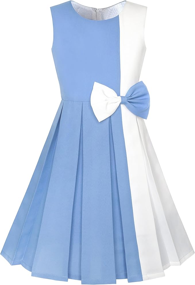 The dress is made of 62% polyester, 34% cotton and 4% spandex. It makes the clothes skin-friendly and soft, your girl will spend the summer comfortably.