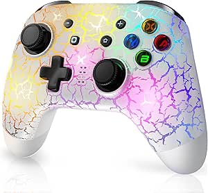 The Switch Controller is widely compatible with Nintendo Switch/Switch Lite/Switch OLED, iOS (MFI mode), Nintendo Switch/OLED/Lite, Switch Controllers with 9 Colors LED Light, Wake Up, Turbo, Vibration, Motion Control