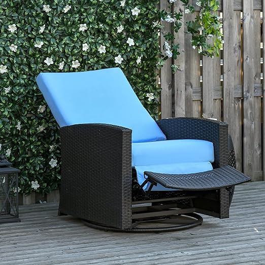 create the ultimate outdoor seating experience, Outdoor Wicker Lounge Chair with Footrest 360° Swivel