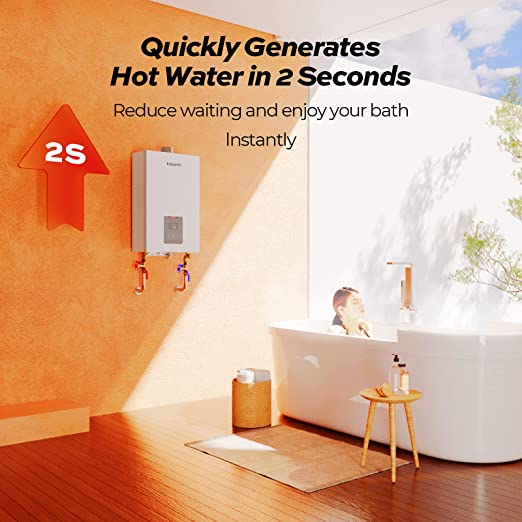 Natural Gas Tankless Water Heater, FOGATTI Indoor 4.0 GPM, 90,000 BTU Instant Hot Water Heater, Instagas Classic 90 Series