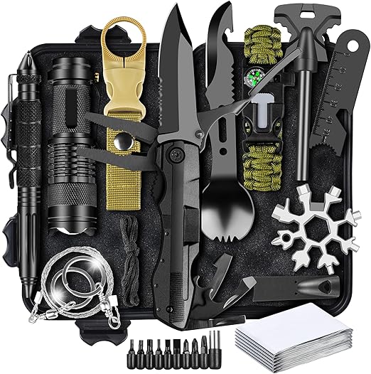 stainless steel with premium hardness and rust resistance. Black oxide multifunctional knife sports a sleek, Gear and Equipment, Stocking Stuffers for Men