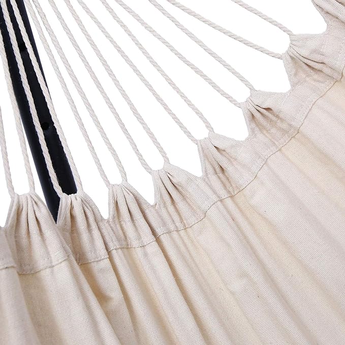 Hammock the eco-friendly cotton and polyester fabric. Along with the detachable head pillow of the same fabric Camping Garden Patio