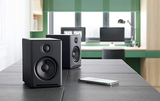 Simple wireless connection from up to 30m away with your smartphone or computer, A2 Plus Wireless Bluetooth Desktop Speakers - 60W Computer Speakers for Music and Gaming