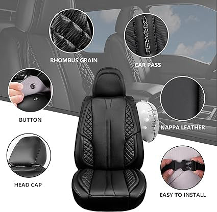 seatbelts, armrests and seat adjustments. Separate headrest covers allow easy headrest adjustment for optimal comfort and safety. Nappa PU Leather Car Seat Covers Full Set Waterproof Protector Durable Cushioned