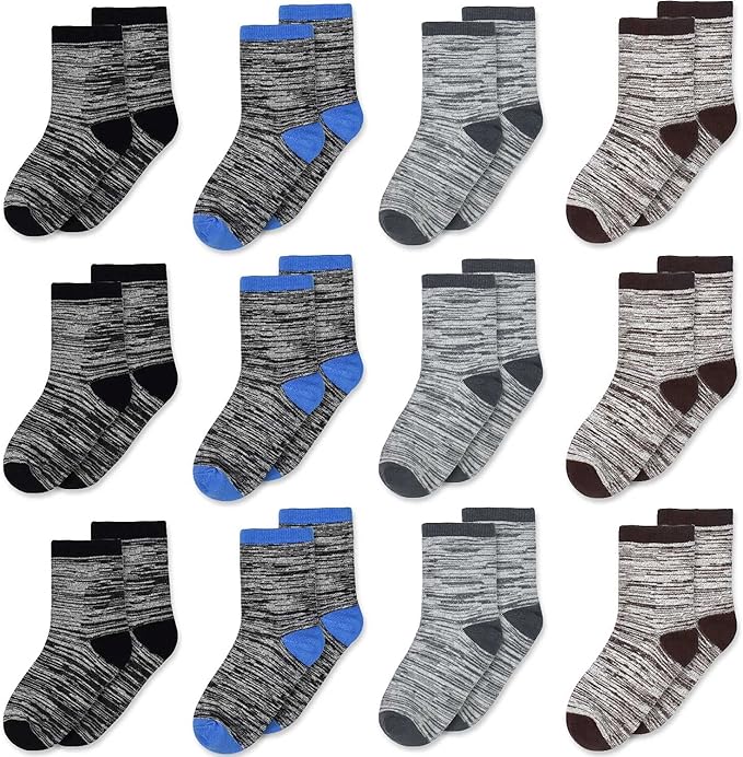 12 Pairs Boys Socks, Ankle Crew Socks for Toddler Kids Boys Girls, The fashion cotton socks set is the ideal gift for you little boys and girls. Stylish splicing design, bright colors