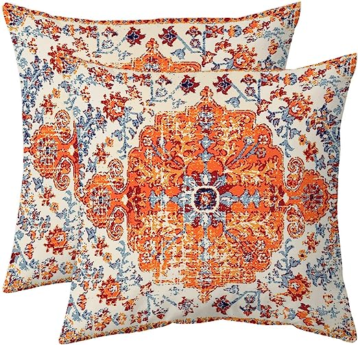 Pillow Covers 18x18, Sofa Throw Pillow Covers, Decorative Outdoor Linen Pillow Covers Set of 4 for Couch Sofa Bed and Car 18x18 Inch 45x45 cm