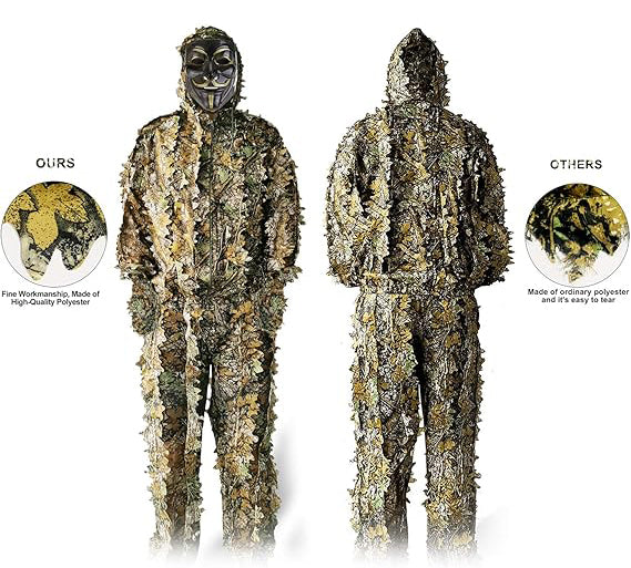 It can be used in a variety of equipments, such for Hunting, Shooting, Wildfowling, Stalking,  Hunting Suit Outdoor 3D Leaf Lifelike Camo Clothing