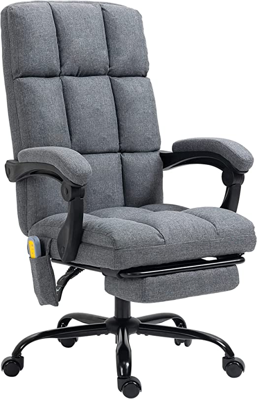 Ergonomic Vibrating Massage Office Chair High Back Executive Chair with USB Port, Remote Control, Side Pocket and Footrest