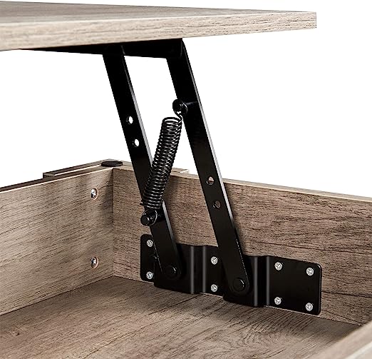 Coffee Table with Hidden Compartment & Open Storage Shelf, Pop Up Coffee Table for Living Room, Office, Grey