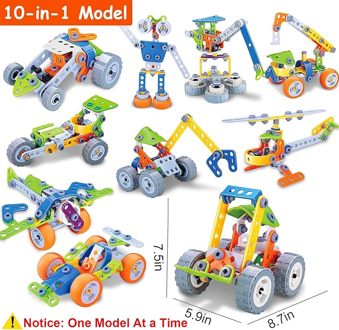 different kinds of structure and enhance your kids' Science, Technology, Engineering,  Building Toys for Kids Ages 4-5-6-7-8, Educational Stem Construction Toys Set Creative Learning Resources Games for Boy Girls