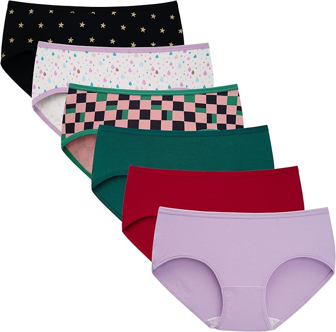 These underwear kids' elastic waistband are friendly to girls' skin and will not roll or dig into the waist, hugging the curves seamlessly, Cotton Underwear Assorted Panties PACK6
