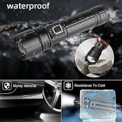 waterproof flashlight adopts advanced sealing technology to keep it waterproof, you can bravely travel through rain, storms, , Led Flashlights 200000 Lumens Flash Light, Tactical Flashlights