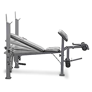 Weight Bench with Squat Rack, Adjustable Olympic Weight Bench,Arm Curl Pad & Leg Extension,Workout Bench