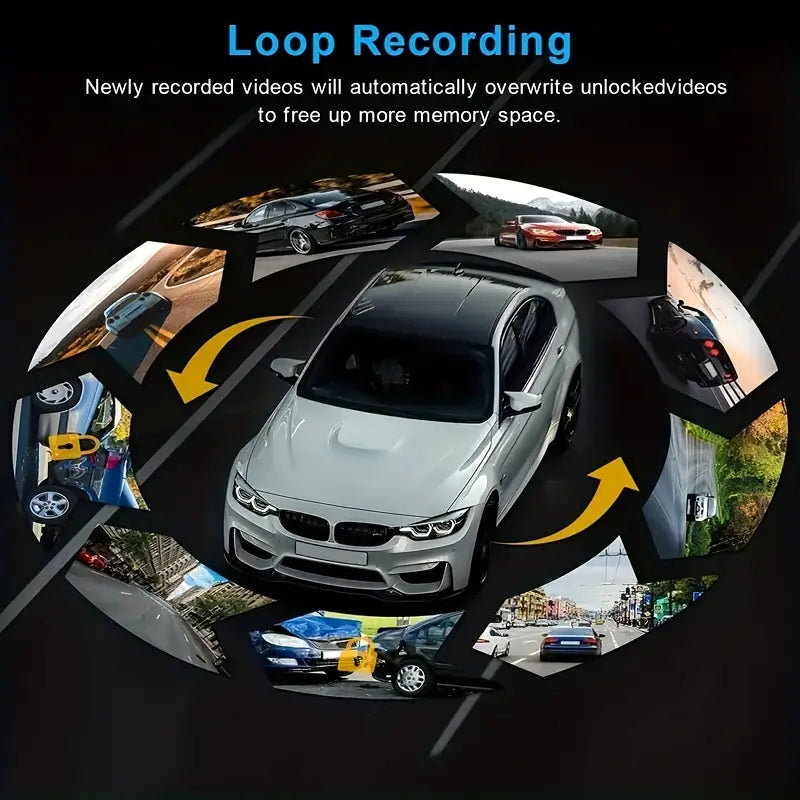 Wide Angle Car DVR Camera With 3.16 Inch IPS Screen, Dual Lens Car Dashboard Video Cam - ront And Inside, Car Camera With IR Night Vision, Loop Recording,