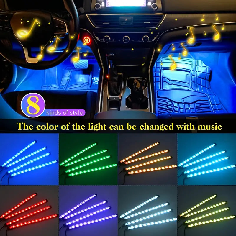 Car Accessories, Car Led Lights, Multicolored Music Car Strip Light, Under Dash Lighting With Sound Active Function,1pc Interior Car Coloeful Lights