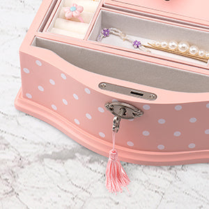This wind-up musical box features a beautiful ballerina in front of a large mirror that spins to the tune of Swan Lake. Jewelry Organizer and Swan Lake Wind-Up Music Box for Girls and Teens,