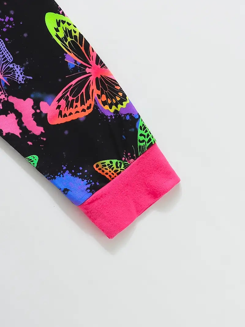 , Hoodie & Sweatpants Set, Glow-in-dark Graphic Kid's Clothes For Spring Fall