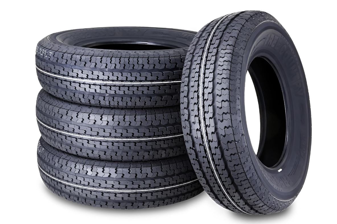 Featured "Scuff Guard" ring on tire wall for better tire side protection, ST205/75R15 205 75 15 10-Ply Load Range E Steel, set of 4