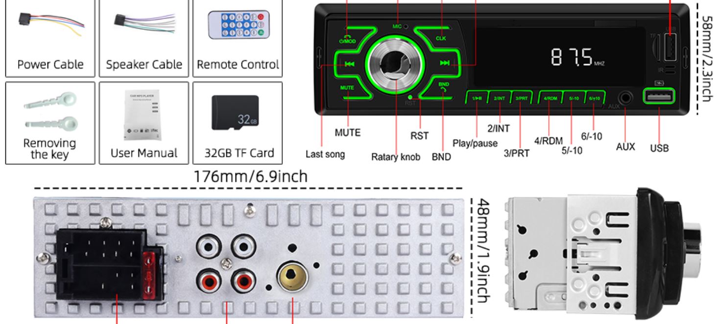 Enjoy uninterrupted connectivity while on the go with our single din bluetooth car radio, Din Car Radio Receiver Car Stereo with APP Control Dual Bluetooth MP3 Player FM Radio, Support USB SD AUX-in+32G SD Card